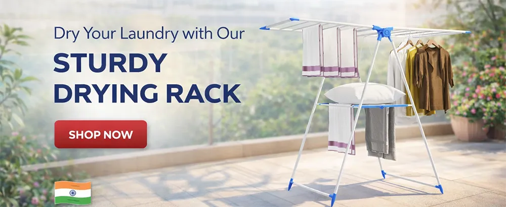 Big Cloth Drying Stand | Foldable Multi-Positional Laundry Drying Rack for Indoor and Outdoor Use | Strong Lightweight Steel with Durable Powder Coating Blue