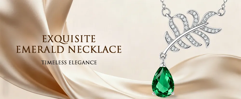 Creative Leaf Inlaid Imitation Emerald Necklace, European and American Jewelry Green