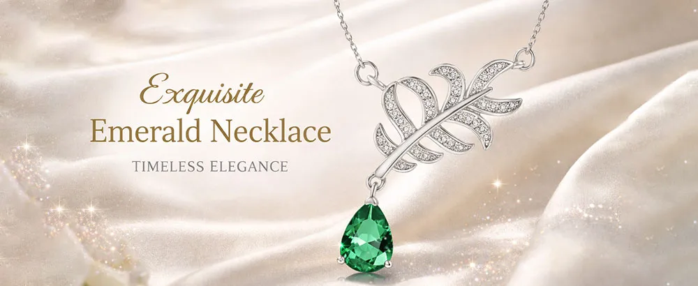 Creative Leaf Inlaid Imitation Emerald Necklace, European and American Jewelry Green