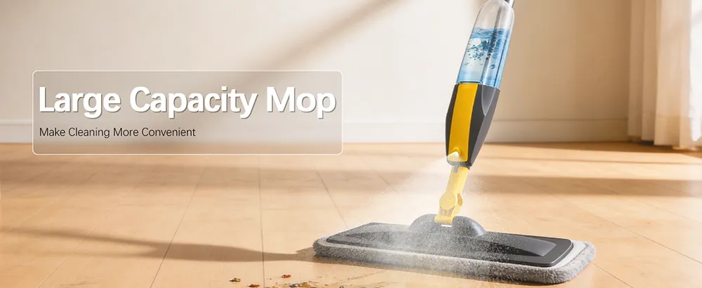 Mops for Floor Cleaning, Spray Mop with 400ml Refillable Bottle and Replacement Pad, for Hardwood, Laminate, Tile, Ceramic Black