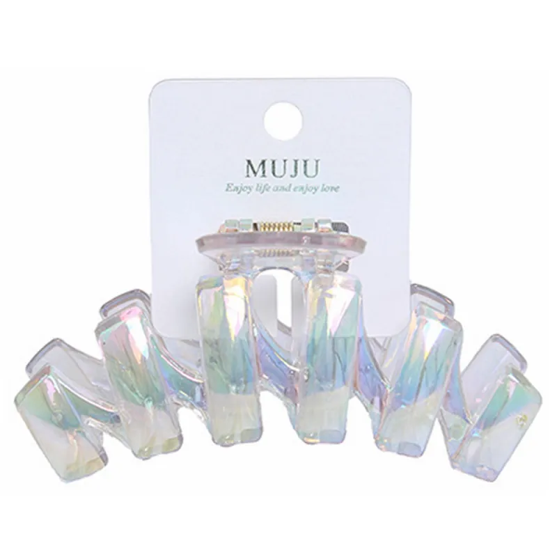 10PCS Fantasy Laser Large Claw Clip High-End Card Hair Clip Electroplated Shiny Hair Clip Shark Clip for the Back of the Head