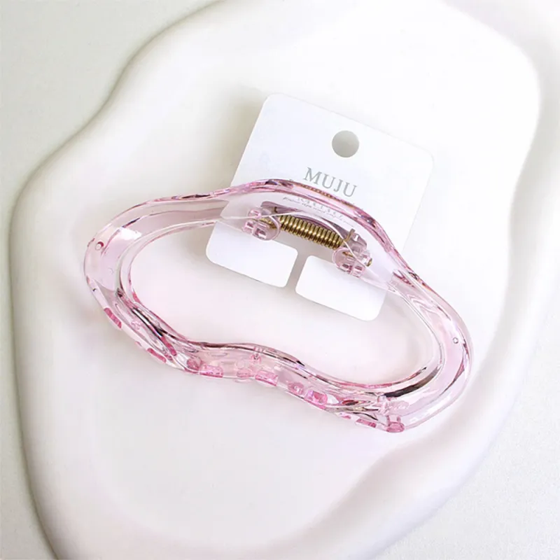 10PCS High-end feel hair accessory tag cloud large hair clip, elegant ice-clear back-of-the-head shark clip, suitable for thick hair Pink-2