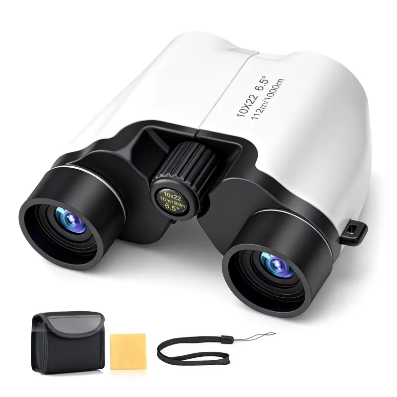 10x22 Binoculars, 112 to 1000m Vision Easy Focus Telescope Only 136g Waterproof FMC Multilayer Small Binoculars