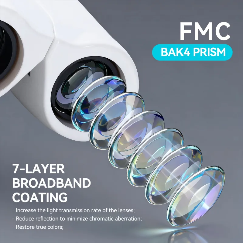 10x22 Binoculars, 112 to 1000m Vision Easy Focus Telescope Only 136g Waterproof FMC Multilayer Small Binoculars White-4