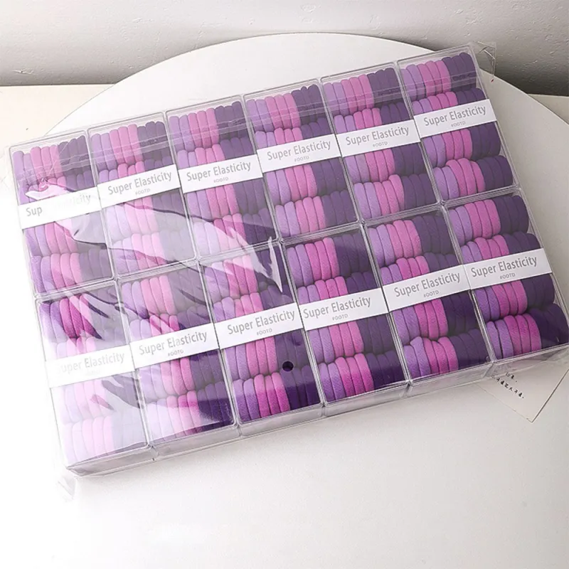 12 Boxes 32-piece pack of medium-sized seamless hair elastics, high elasticity, no-joint hair ties, cute children's hair accessories for ponytails Mixed-2