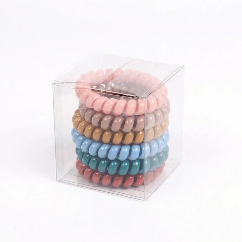 12 boxes Korean-style basic large Spiral hair ties, 6 pieces per box, high elasticity hair bands for ponytails and washing