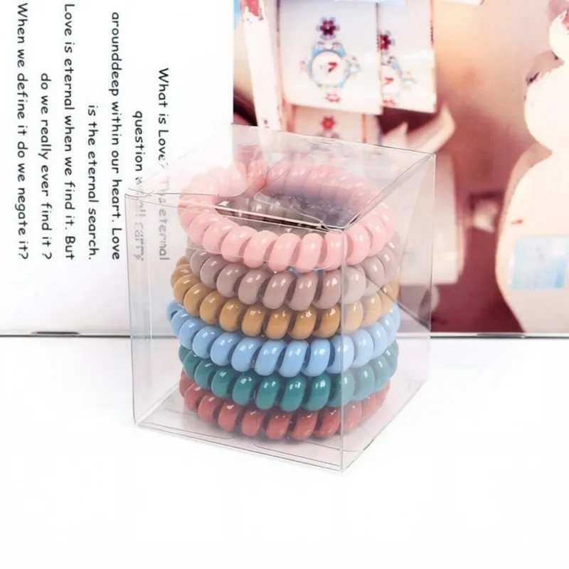 12 boxes Korean-style basic large Spiral hair ties, 6 pieces per box, high elasticity hair bands for ponytails and washing Mixed-2