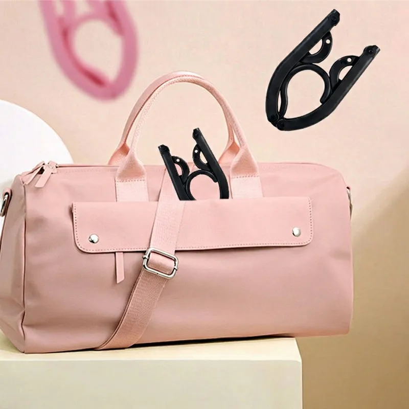 12PCS Space Saving Foldable Clothes Hanger Clothing Drying Hanger with Anti-Slip Groove for Home Travel Outdoor Camping Hiking Black-2