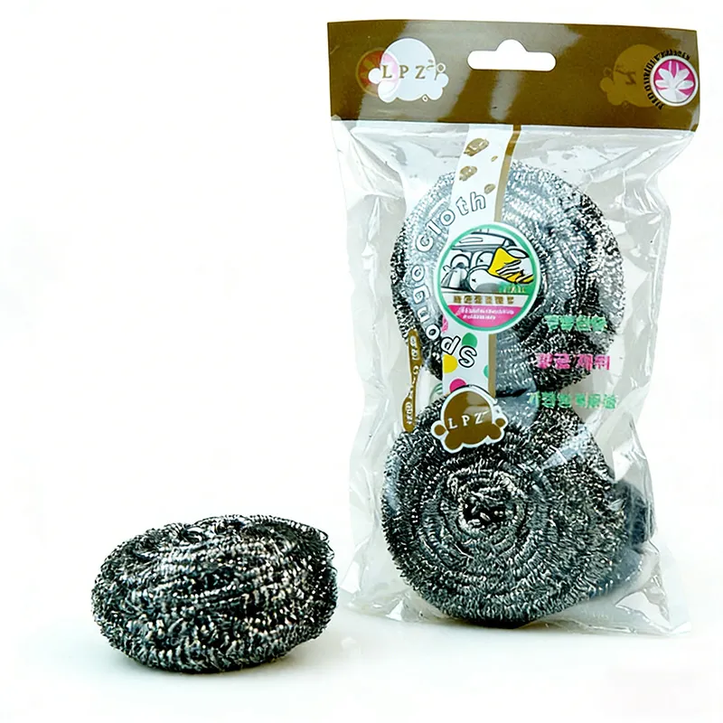 2 PCS 25g Rust-Free Steel Wool Cleaning Balls, 2-Pack Color Bags, Kitchen Dish and Pot Scrubbers