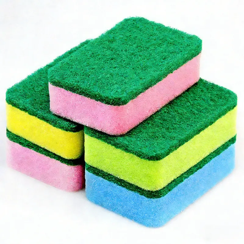5 PCS Multi-color quartz sand sponge scrubber, dishwashing sponge scouring pad, cleaning cloth, dish towel