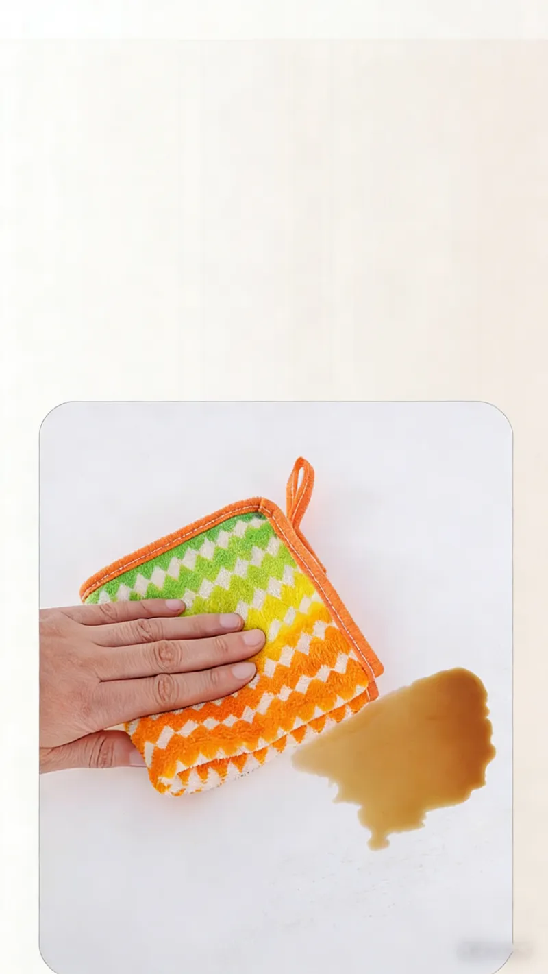 5 PCS New thickened rainbow striped dishcloth, household use, highly absorbent, lint-free, non-stick, oil-resistant scouring pad for washing dishes. Mixed-1