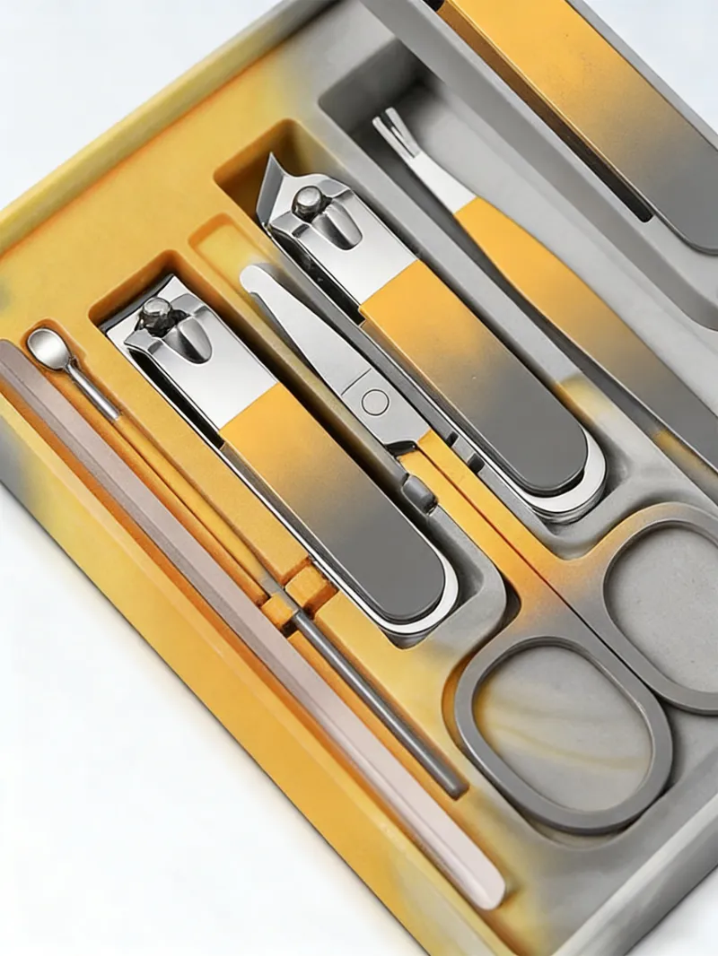 7 in 1 German-made portable anti-splash nail clipper set, nail trimmer, nail art and manicure nail clipper set Yellow-8