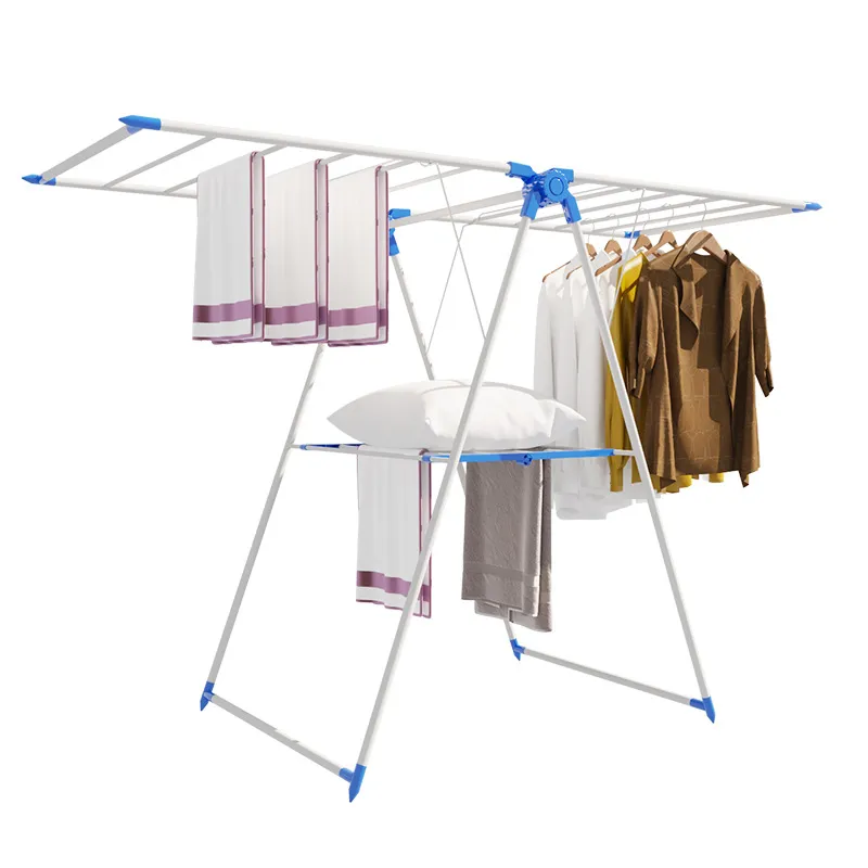 Big Cloth Drying Stand | Foldable Multi-Positional Laundry Drying Rack for Indoor and Outdoor Use | Strong Lightweight Steel with Durable Powder Coating