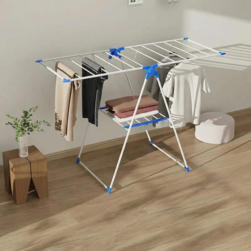 Big Cloth Drying Stand | Foldable Multi-Positional Laundry Drying Rack for Indoor and Outdoor Use | Strong Lightweight Steel with Durable Powder Coating Blue-5