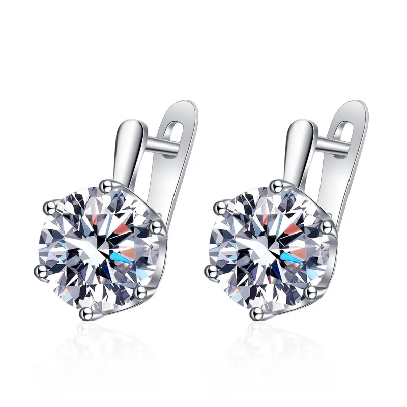Earrings Silver Plated Round Tops American Diamond Cubic Zirconia Stud Jewelry For Women & Girl Silver
