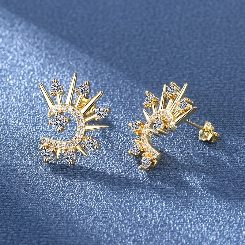 European and American high-end women's stud earrings, European and American stylish exaggerated earrings and jewelry Gold-2