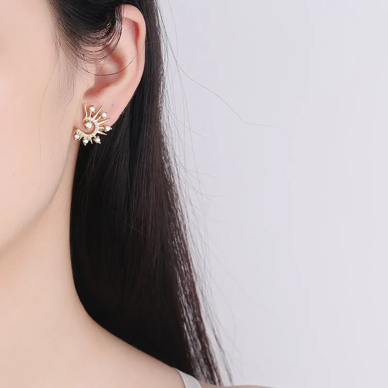 European and American high-end women's stud earrings, European and American stylish exaggerated earrings and jewelry Gold-4