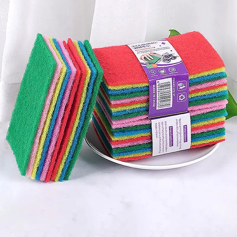 10 PCS Colorful scouring cloth for dishwashing, kitchen cleaning, household chores, washing dishes and pots Mixed-3