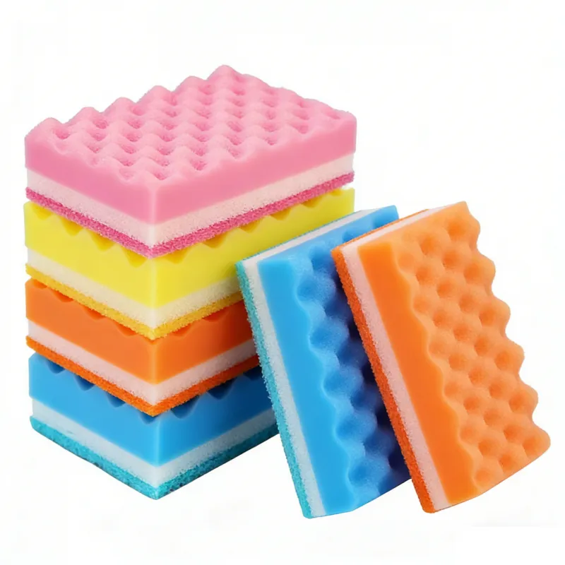10 PCS Colorful small wave dishwashing sponge, dishwashing and pot scrubbing, scouring pad and cloth