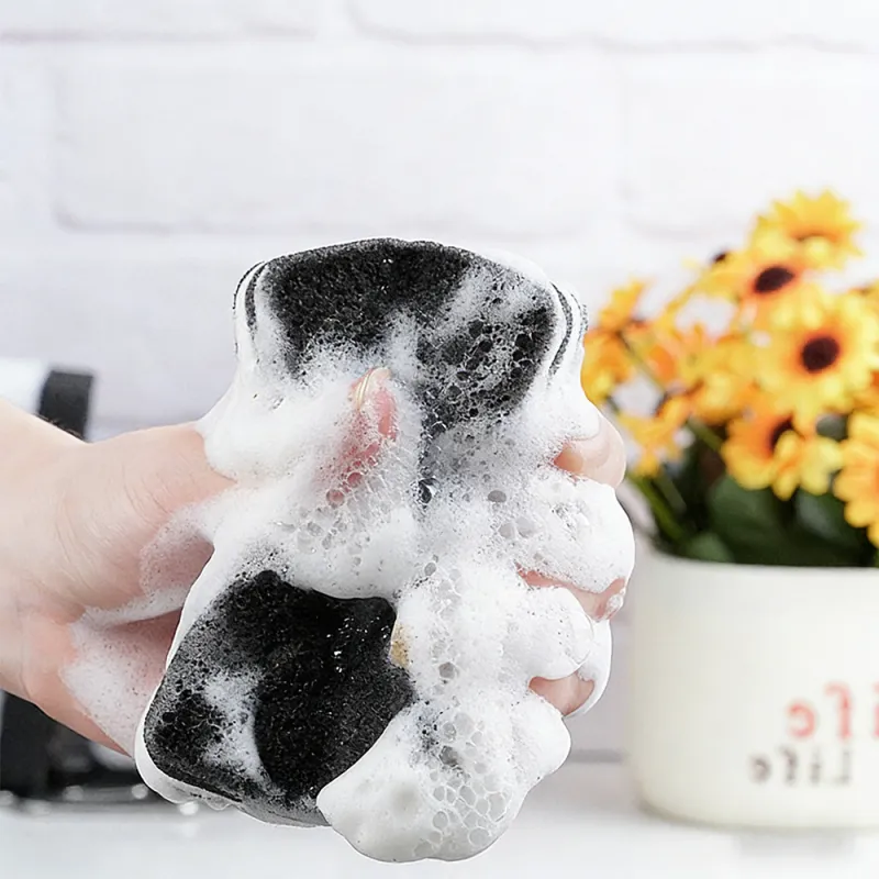 10 PCS Dishwashing sponge, black and white double-sided thickened sponge block, dishcloth, pot scrubbing magic eraser Black-4