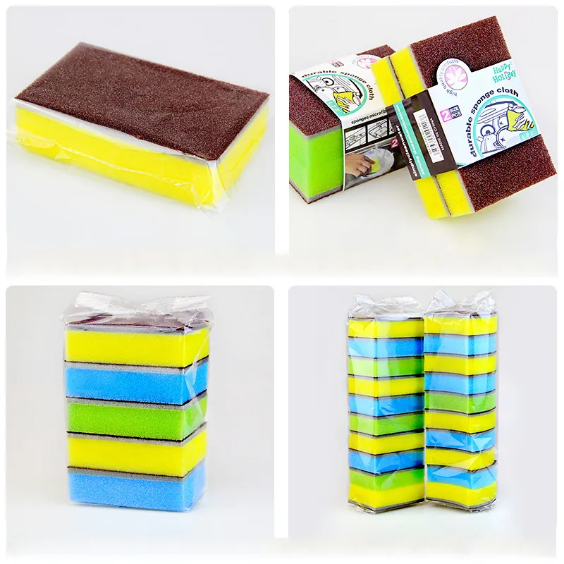 10 PCS Dishwashing sponge for kitchen cleaning, diamond abrasive sponge, pot scrubber, high-density sponge block, rust removal Brown-3