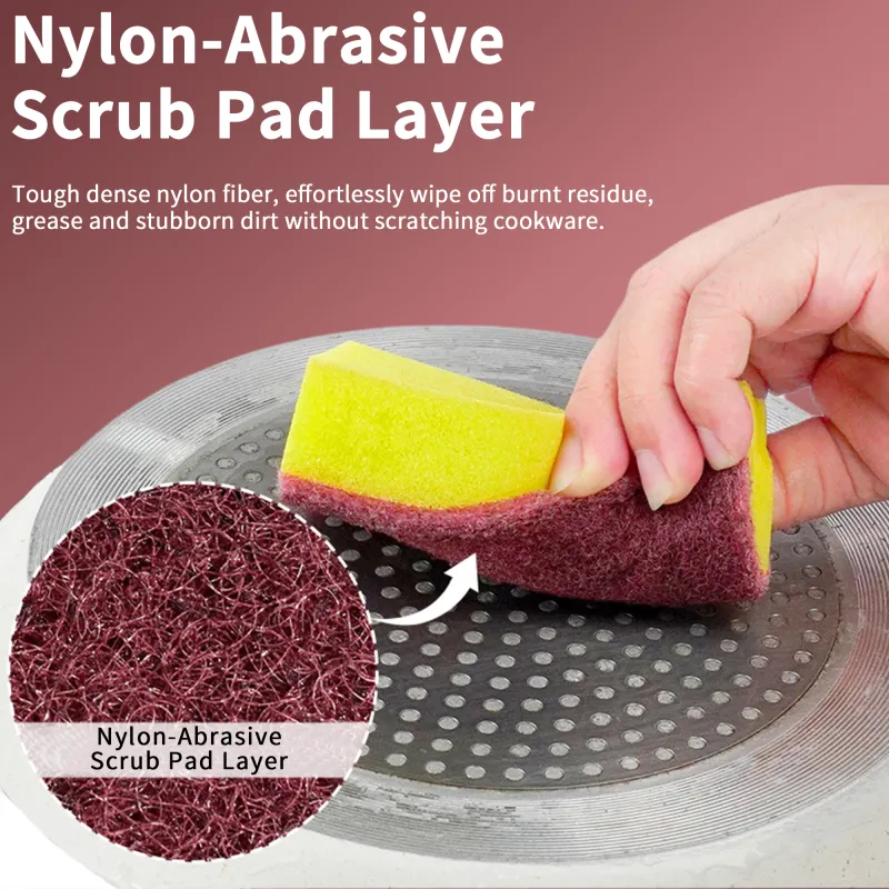 10 PCS Dishwashing Sponge, Kitchen Cleaning Sponge, Scouring Sponge, Dish Cloth, Cleaning Rag, Garnet Sponge Pad Brown-3