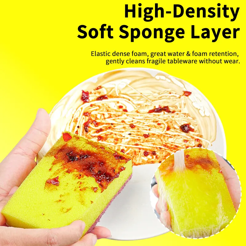 10 PCS Dishwashing Sponge, Kitchen Cleaning Sponge, Scouring Sponge, Dish Cloth, Cleaning Rag, Garnet Sponge Pad Brown-4