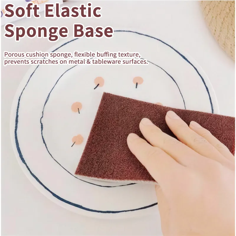 100 CM Diamond sponge scrubber kitchen cleaning supplies for washing dishes and pots, rust removal and abrasive sponge block Brown-3