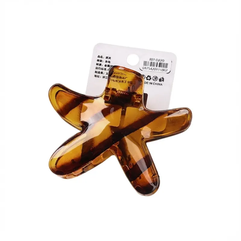 10PCS Amber Starfish Hair Clip Card, High-End PC Hair Clip, Five-Pointed Star, Versatile Hair Accessory for Women, Back of the Head Shark Clip