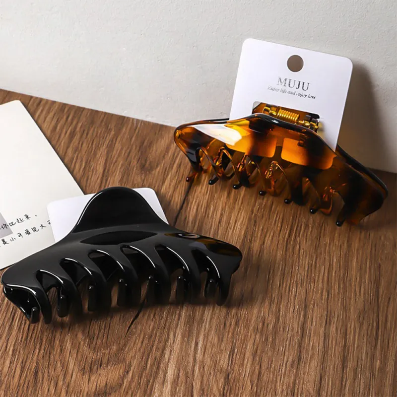 10PCS Card-style hair clip, elegant encore red glossy large hair claw, PC material, shark clip for the back of the head Brown-2