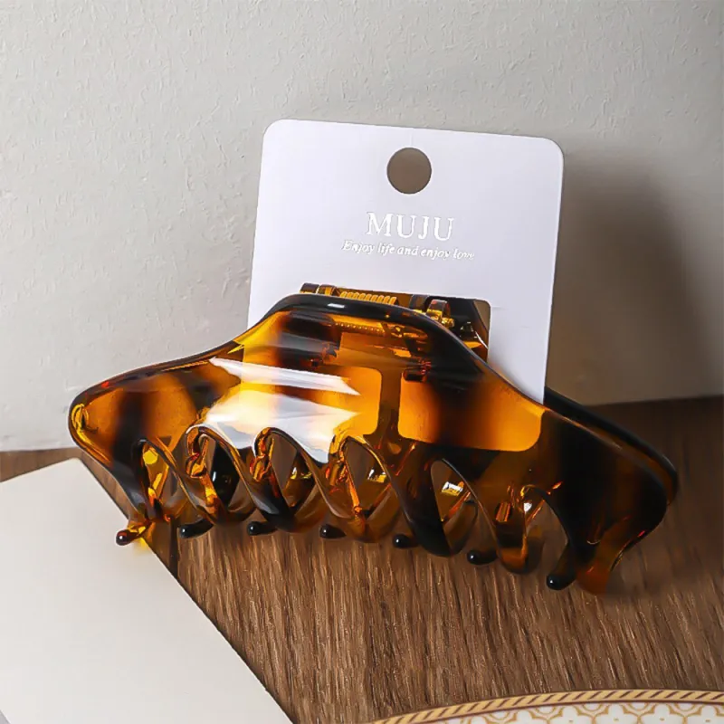 10PCS Card-style hair clip, elegant encore red glossy large hair claw, PC material, shark clip for the back of the head Brown-3