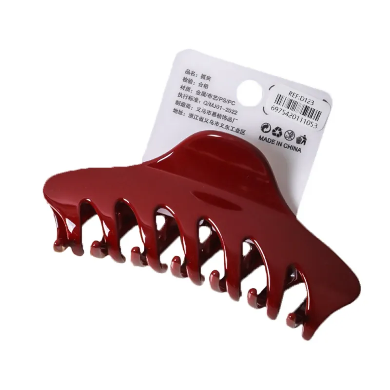 10PCS Card-style hair clip, elegant encore red glossy large hair claw, PC material, shark clip for the back of the head Red