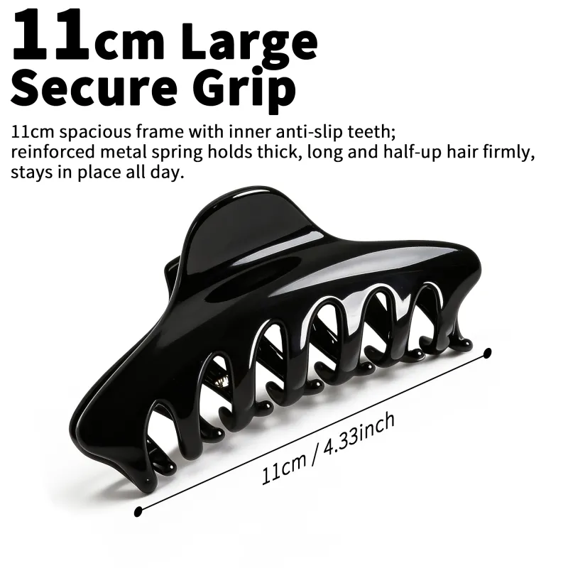 10PCS Card-style hair clip, elegant encore red glossy large hair claw, PC material, shark clip for the back of the head Black-3