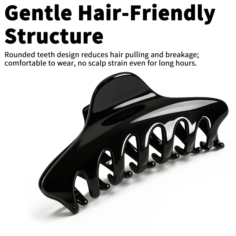 10PCS Card-style hair clip, elegant encore red glossy large hair claw, PC material, shark clip for the back of the head Black-4