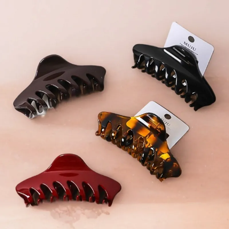 10PCS Card-style hair clip, elegant encore red glossy large hair claw, PC material, shark clip for the back of the head Black-7
