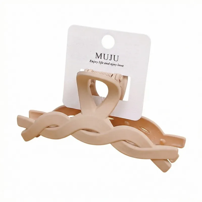 10PCS Card-style high-end rubberized large claw clip, simple coffee-colored hair clip, barcode hair accessory, back-of-the-head shark clip