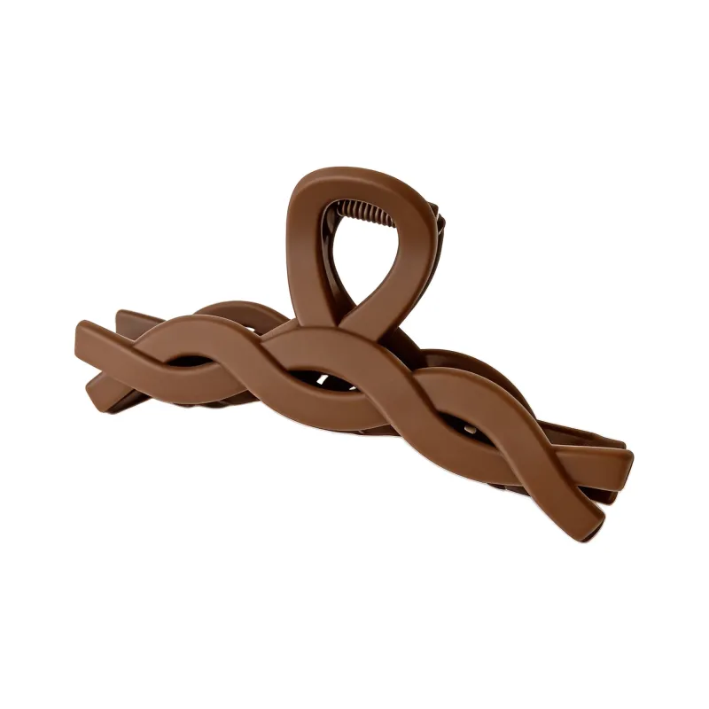 10PCS Card-style high-end rubberized large claw clip, simple coffee-colored hair clip, barcode hair accessory, back-of-the-head shark clip Brown