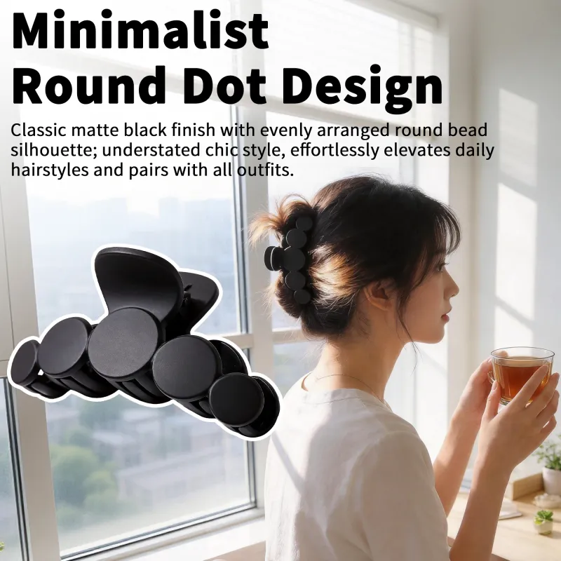 10PCS Card-style high-end rubberized large claw clip, simple coffee-colored hair clip, barcode hair accessory, back-of-the-head shark clip Black-2