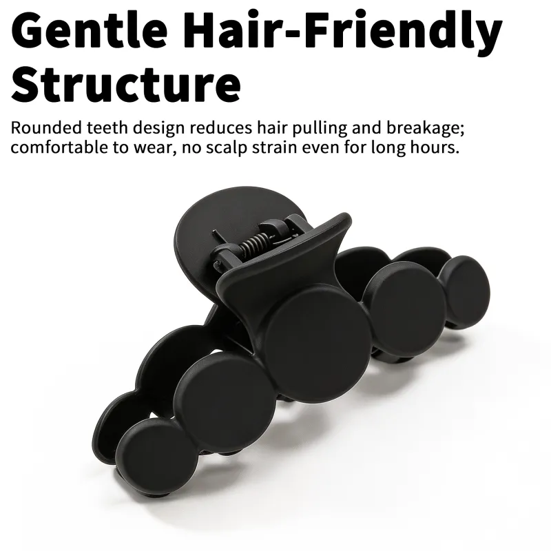10PCS Card-style high-end rubberized large claw clip, simple coffee-colored hair clip, barcode hair accessory, back-of-the-head shark clip Black-4
