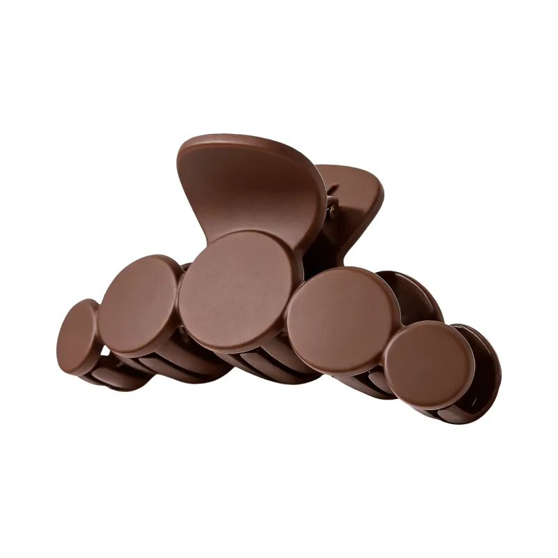 10PCS Card-style high-end rubberized large claw clip, simple coffee-colored hair clip, barcode hair accessory, back-of-the-head shark clip Brown