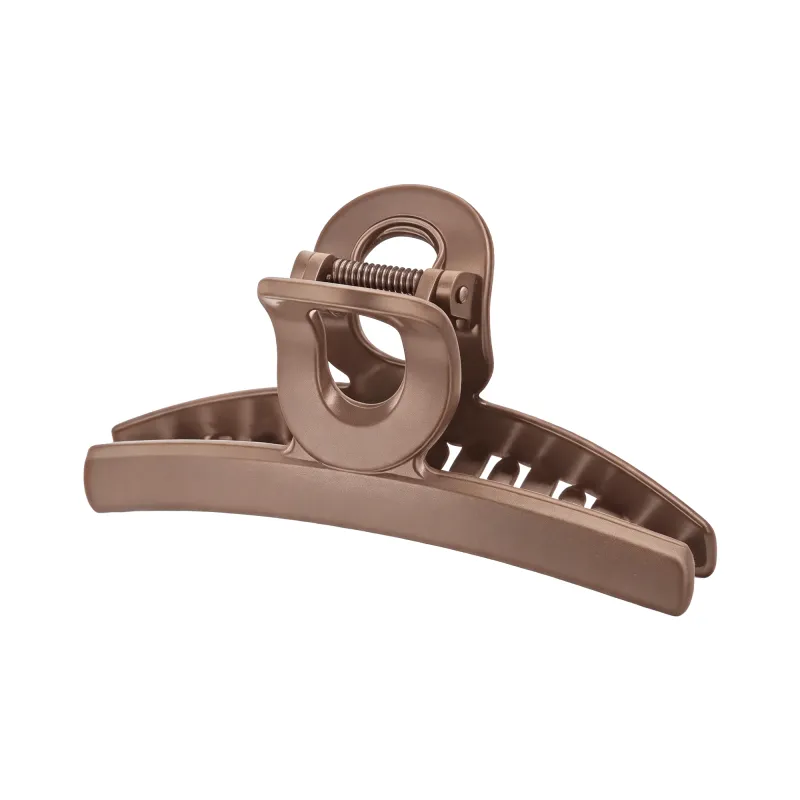 10PCS Card-style high-end rubberized large claw clip, simple coffee-colored hair clip, barcode hair accessory, back-of-the-head shark clip Brown