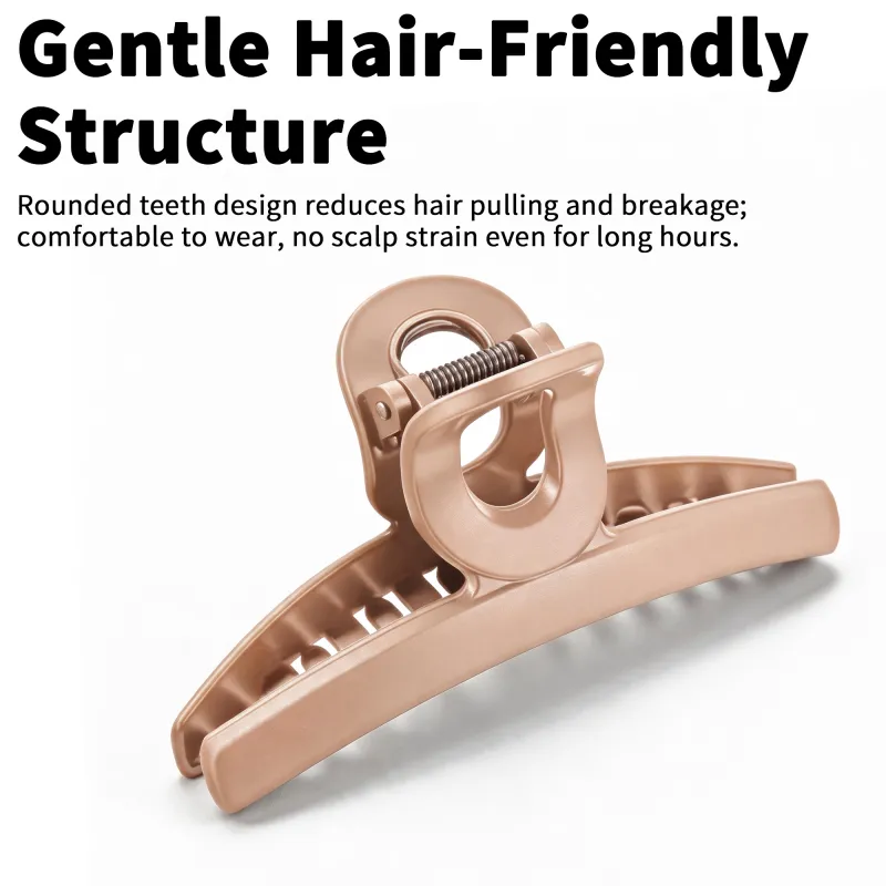 10PCS Card-style high-end rubberized large claw clip, simple coffee-colored hair clip, barcode hair accessory, back-of-the-head shark clip Khaki-4