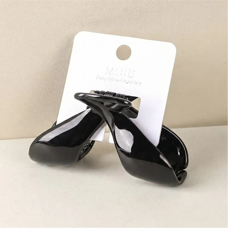 10PCS Card-style ribbon hair clip with a high-end glossy bow, claw clip with barcode tag, hairpin for the back of the head, shark clip Black-2