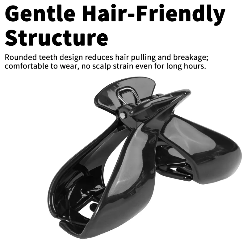 10PCS Card-style ribbon hair clip with a high-end glossy bow, claw clip with barcode tag, hairpin for the back of the head, shark clip Black-4
