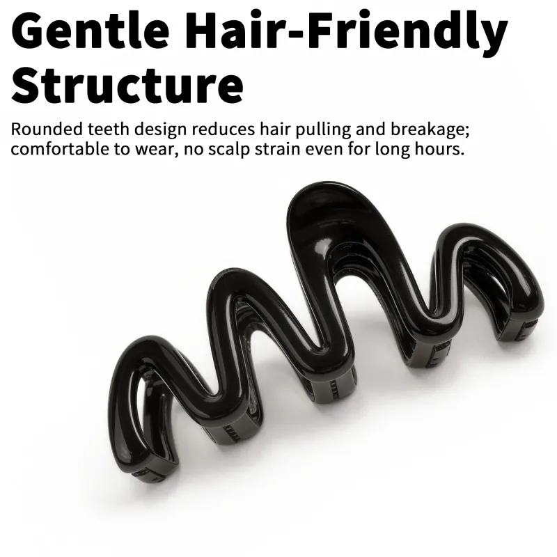 10PCS Clip-on Cream-Colored Sweet Wavy Hair Clip, Large Shark Clip for Thick Hair, Girl's Bun Hairpin Black-4