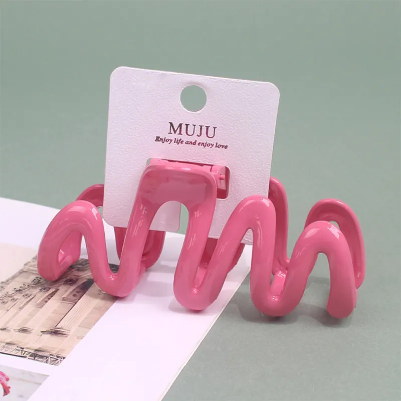 10PCS Clip-on Cream-Colored Sweet Wavy Hair Clip, Large Shark Clip for Thick Hair, Girl's Bun Hairpin Red-2