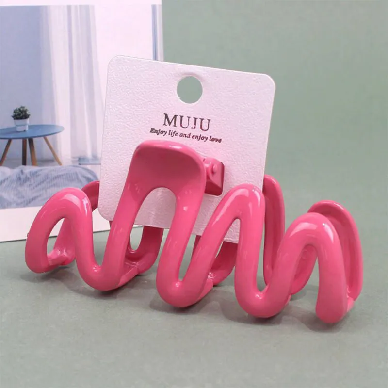 10PCS Clip-on Cream-Colored Sweet Wavy Hair Clip, Large Shark Clip for Thick Hair, Girl's Bun Hairpin Red-4