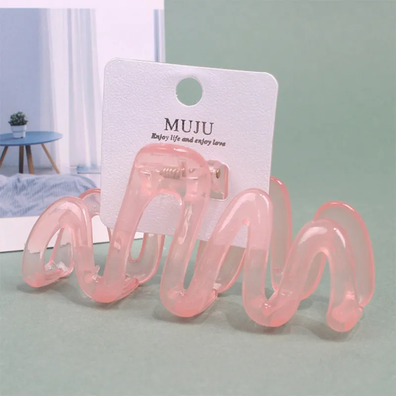 10PCS Clip-on Cream-Colored Sweet Wavy Hair Clip, Large Shark Clip for Thick Hair, Girl's Bun Hairpin Pink-2