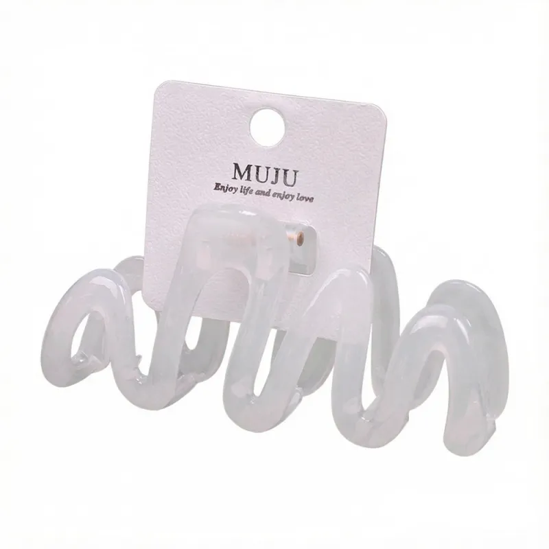 10PCS Clip-on Cream-Colored Sweet Wavy Hair Clip, Large Shark Clip for Thick Hair, Girl's Bun Hairpin Clear