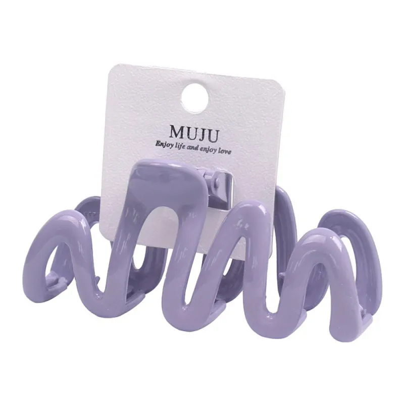 10PCS Clip-on Cream-Colored Sweet Wavy Hair Clip, Large Shark Clip for Thick Hair, Girl's Bun Hairpin Purple